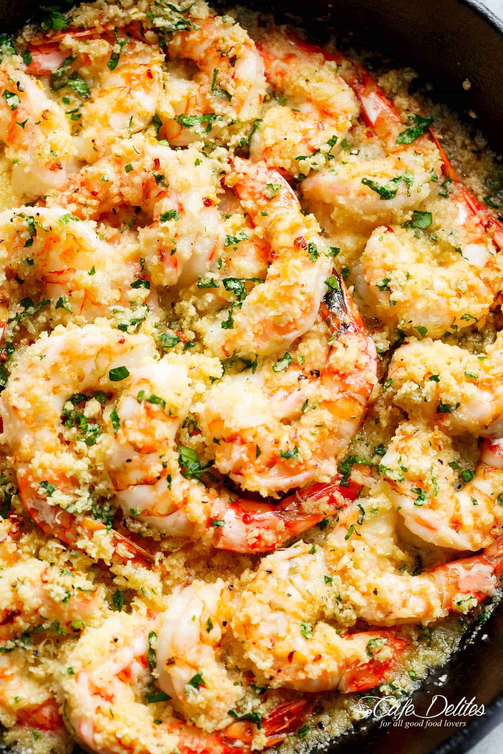 Quick & Easy Crispy Baked Shrimp Scampi with Reduced Butter